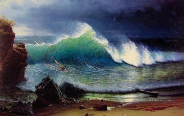 Albert Bierstadt Le rivage de la mer turquoise Vagues de l’océan Peinture à l'huile